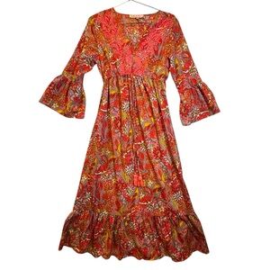 Harlow & Rose Red Paisley Long Sleeve Dress Women’s Small